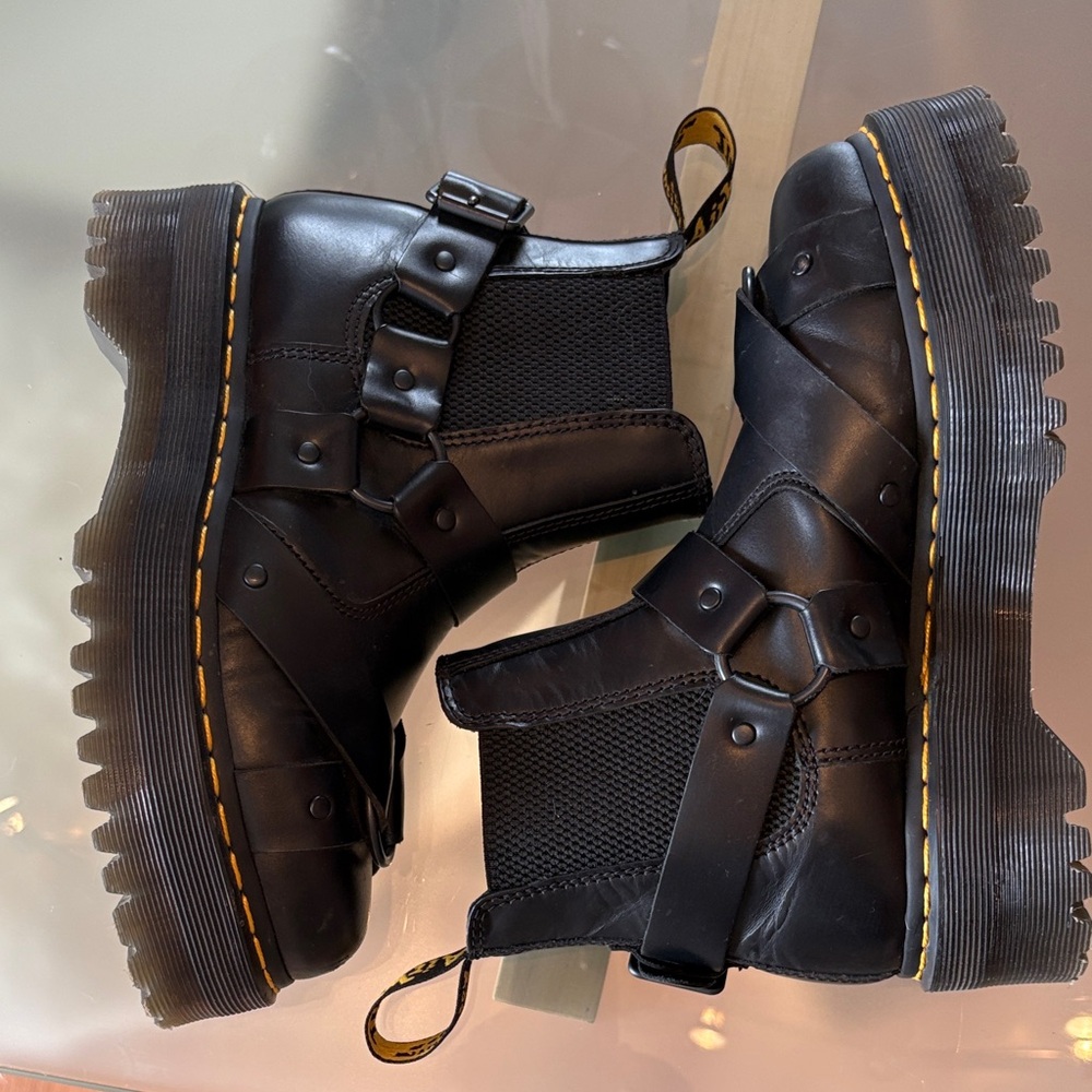 Dr. Martens Black Leather 2976 Quad Harness Boots - Unisex Men’s US 7 Womens US8